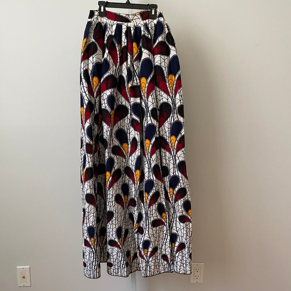 Puksies Wardrobe Dresses & Skirts - Puksies Wardrobe Cotton African Print Boho Quirky Lagenlook Pleated Maxi Skirt S